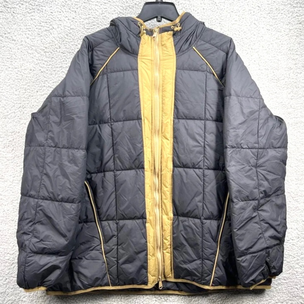 Free People Packable Black and Gold/ Yellow Puffer Jacket
